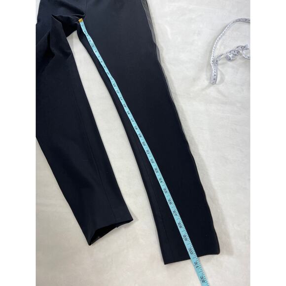 Magaschoni Black Skinny Leg Dress Pants Side Faux Leather Stripe Panel 4 Small - Picture 8 of 8